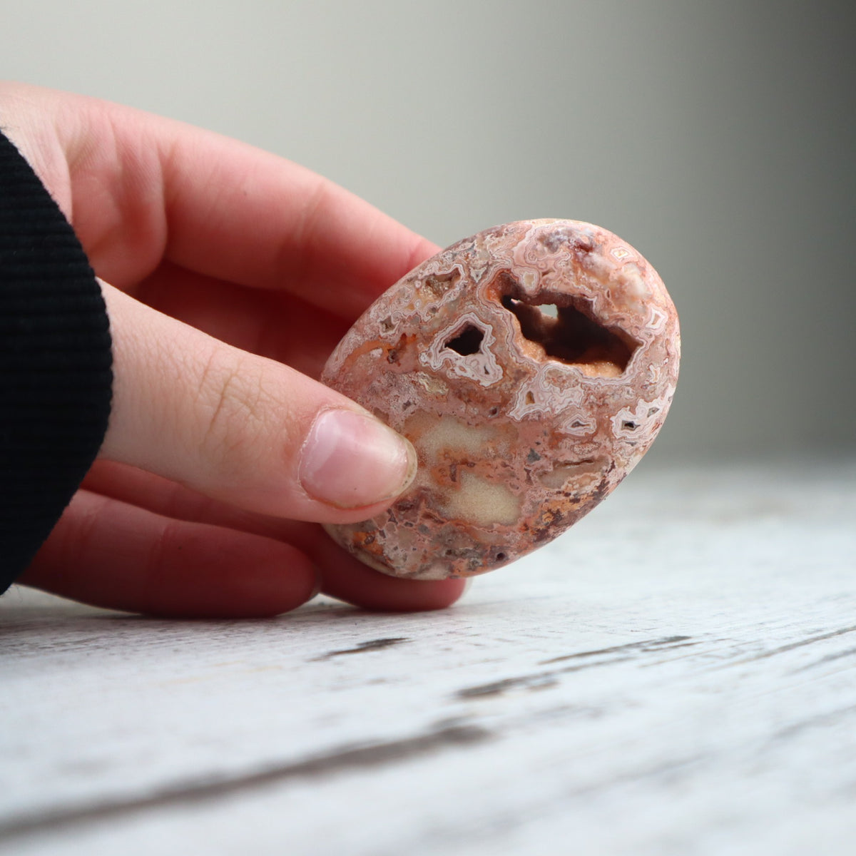 Crazy Lace Agate Druzy Palm Stone | Grounded Clarity, Inner Balance &amp; Gentle Protection