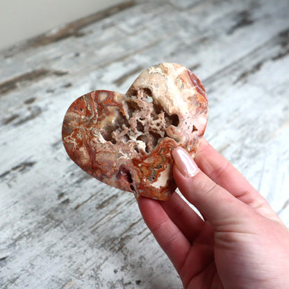 Crazy Lace Agate Heart on Stand | Joy, Vitality & Emotional Flow