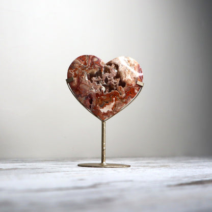 Crazy Lace Agate Heart on Stand | Joy, Vitality & Emotional Flow