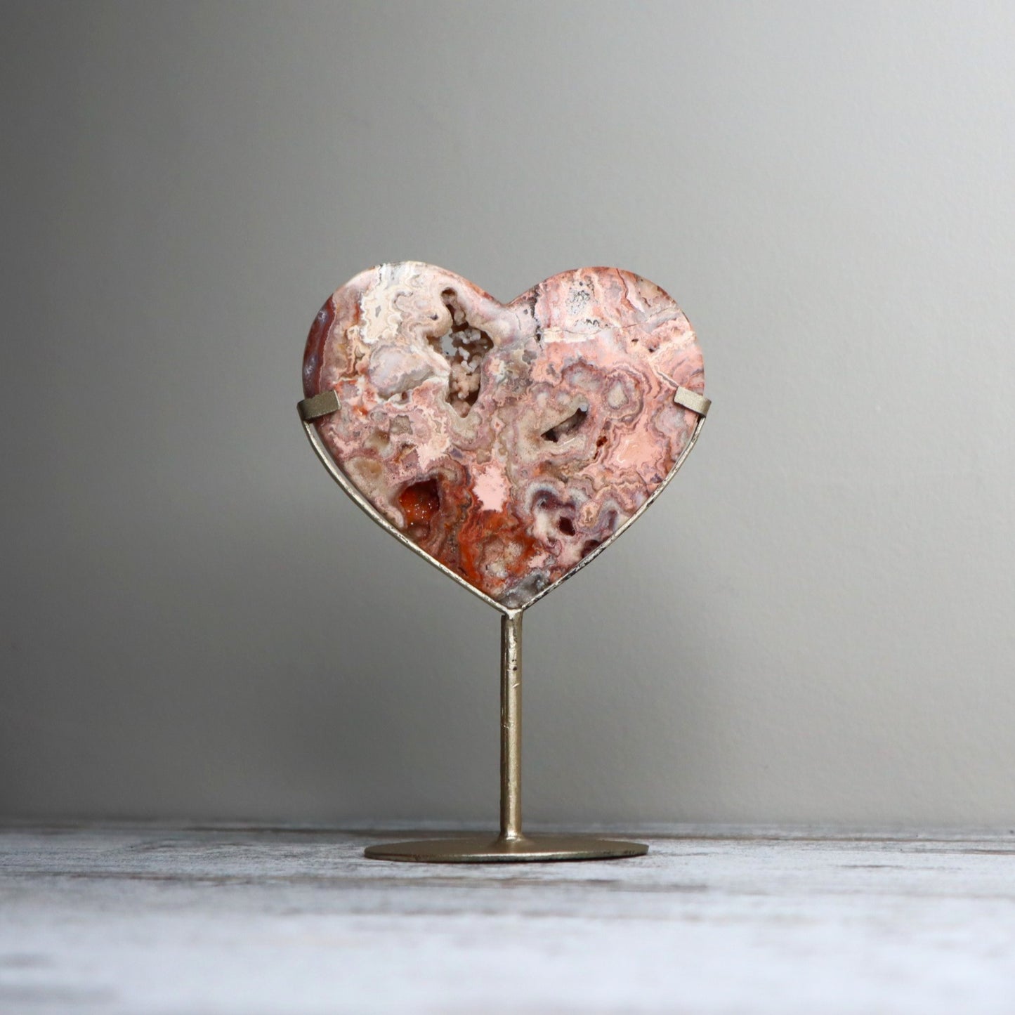 Crazy Lace Agate Heart on Stand | Joy, Vitality & Emotional Flow