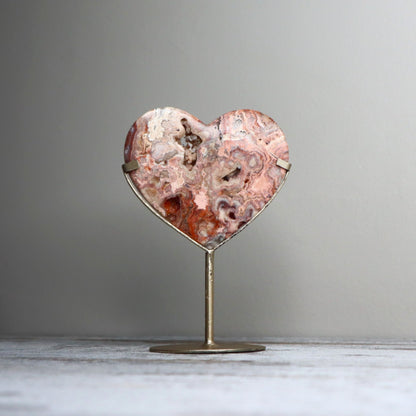 Crazy Lace Agate Heart on Stand | Joy, Vitality & Emotional Flow