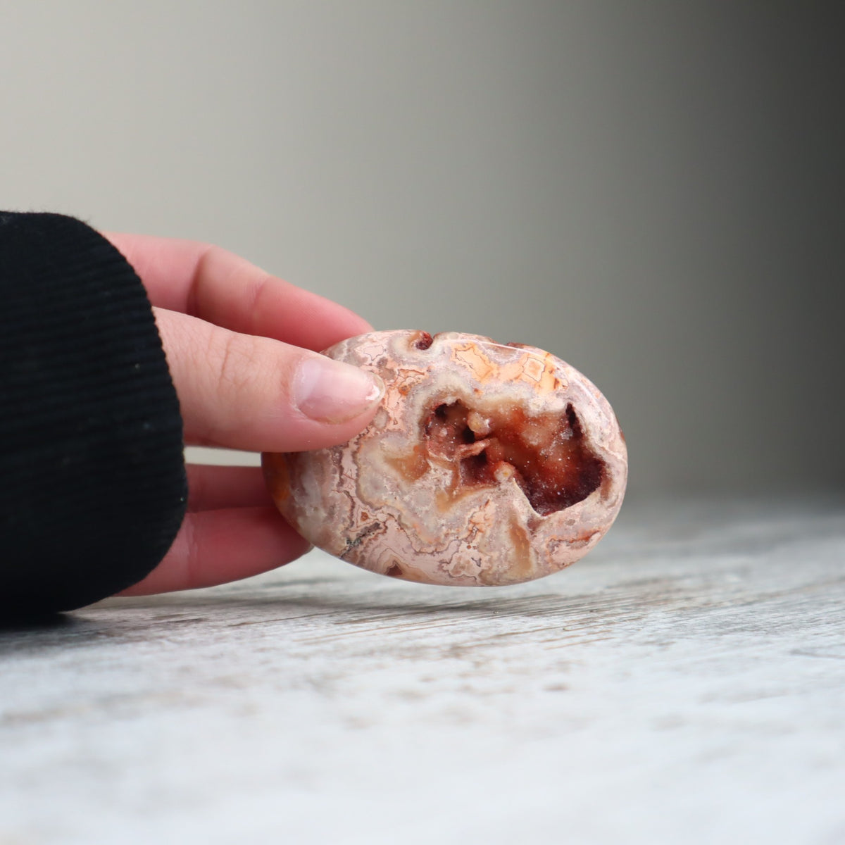 Crazy Lace Agate Druzy Palm Stone | Joy, Grounding &amp; Gentle Energy Renewal