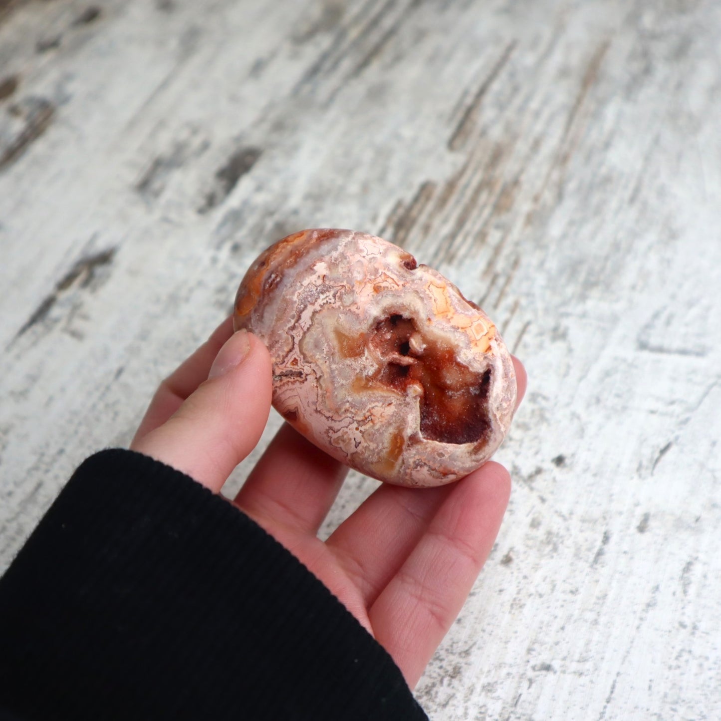 Crazy Lace Agate Druzy Palm Stone | Joy, Grounding & Gentle Energy Renewal