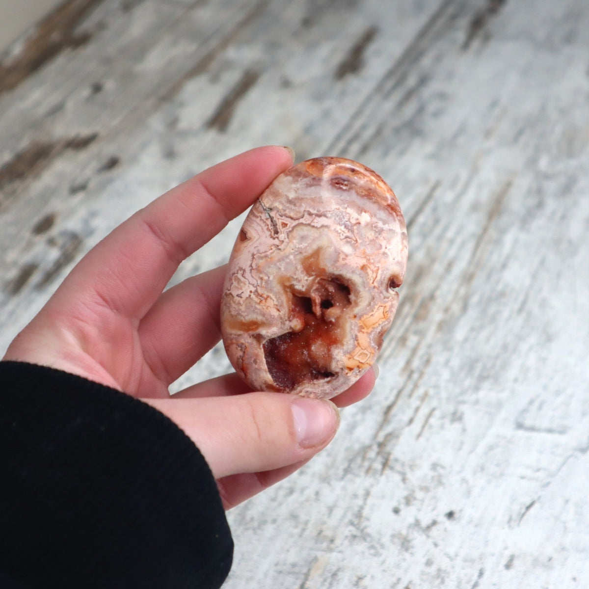 Crazy Lace Agate Druzy Palm Stone | Joy, Grounding &amp; Gentle Energy Renewal