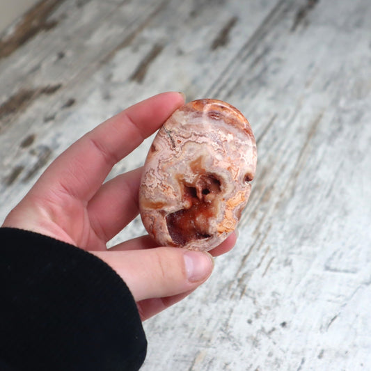 Crazy Lace Agate Druzy Palm Stone | Joy, Grounding & Gentle Energy Renewal