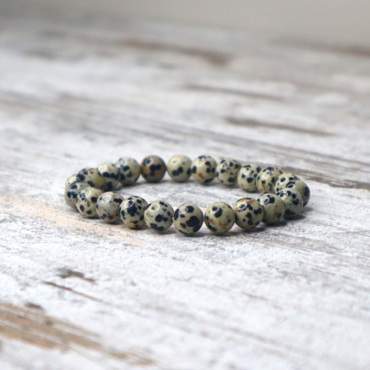 Dalmatian Jasper Bead Bracelet | 8mm | Joy, Protection & Grounded Playfulness