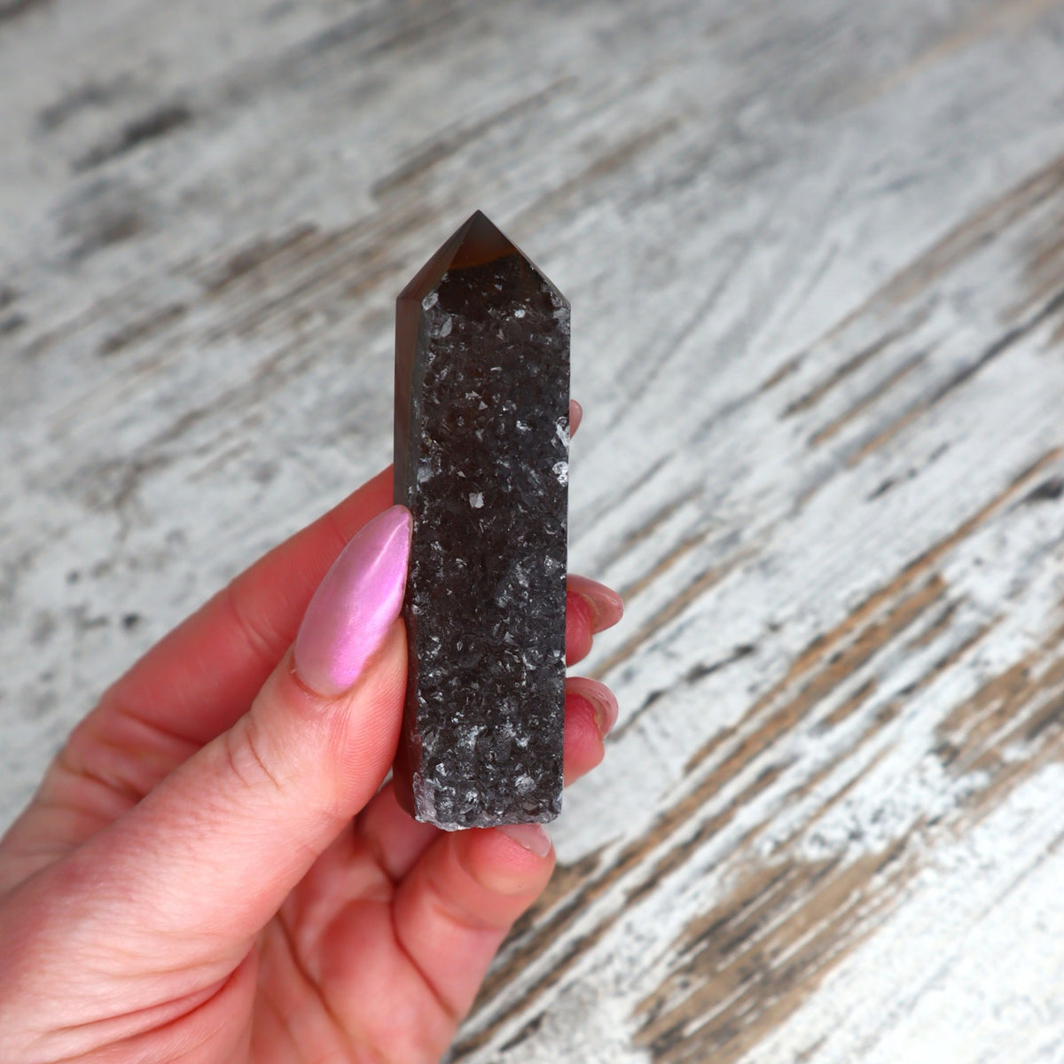 Druzy Smokey Agate Tower | Inner Strength + Soothing Grounding