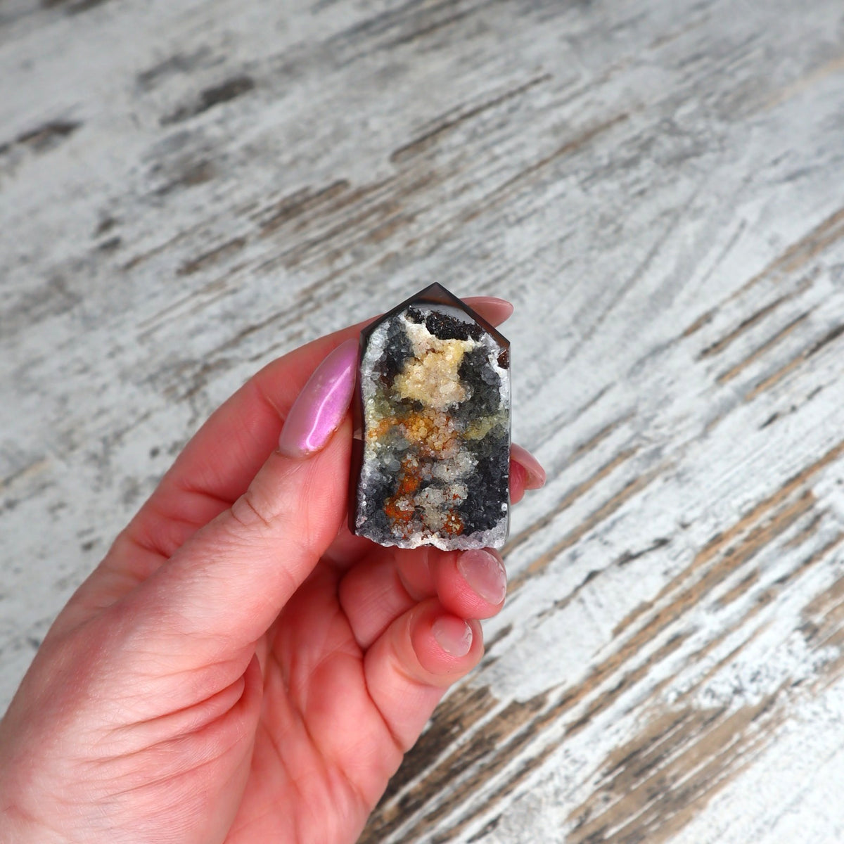 Druzy Rainbow Agate Tower | Inner Glow + Energetic Harmony