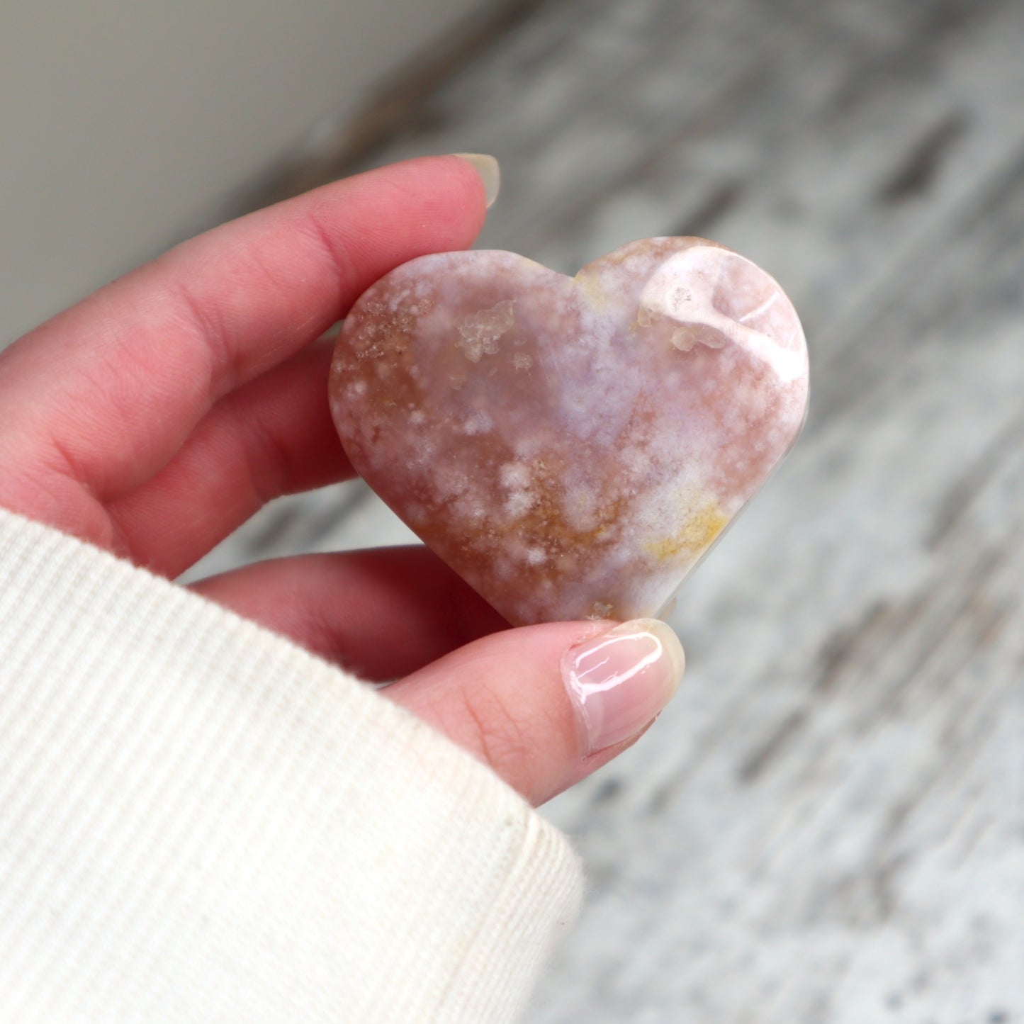Flower Agate Heart | Growth, Self-Discovery & Blooming Potential