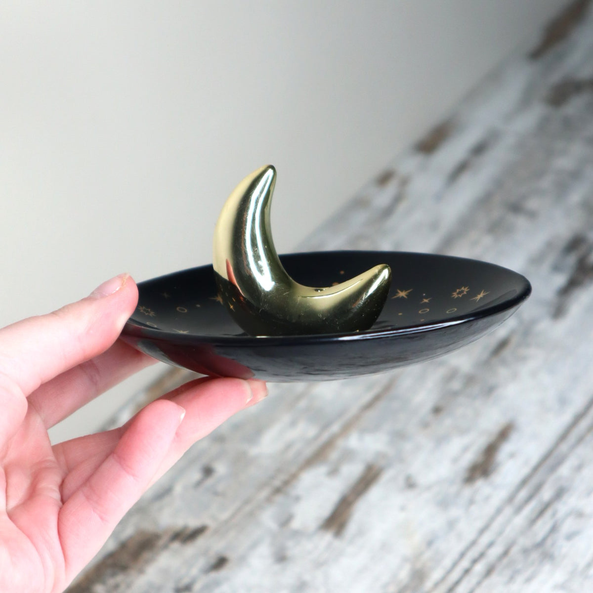 Gold Crescent Moon Incense Stick Holder | Lunar Magic, Intuition &amp; Sacred Stillness
