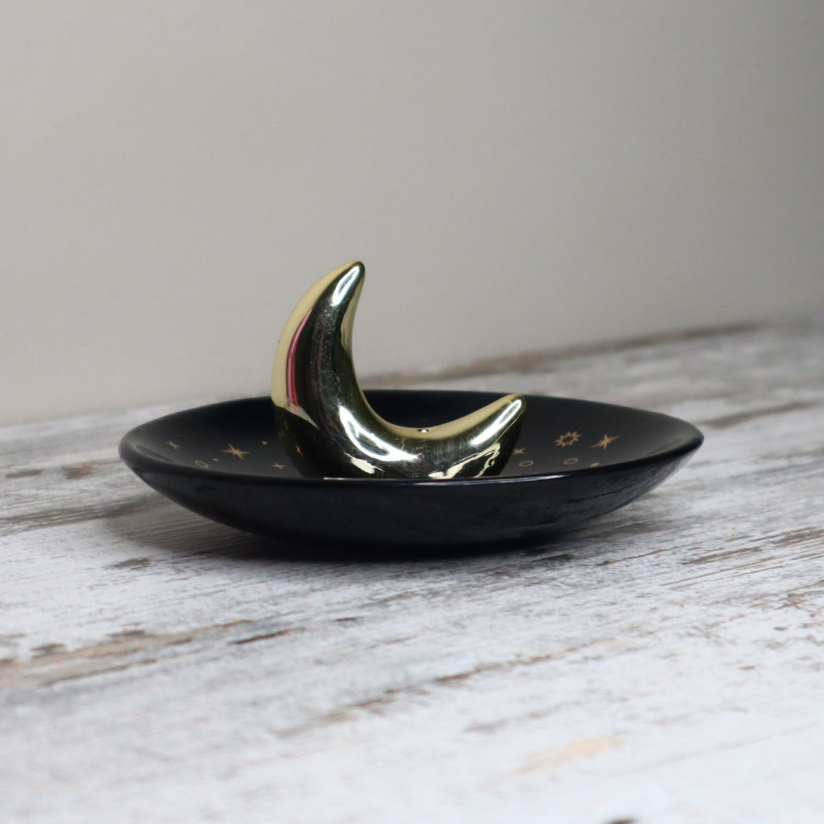 Gold Crescent Moon Incense Stick Holder | Lunar Magic, Intuition &amp; Sacred Stillness