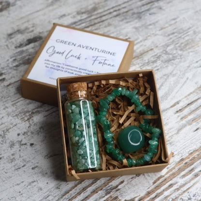 'Good Luck + Fortune' Chip Gift Box | Green Aventurine