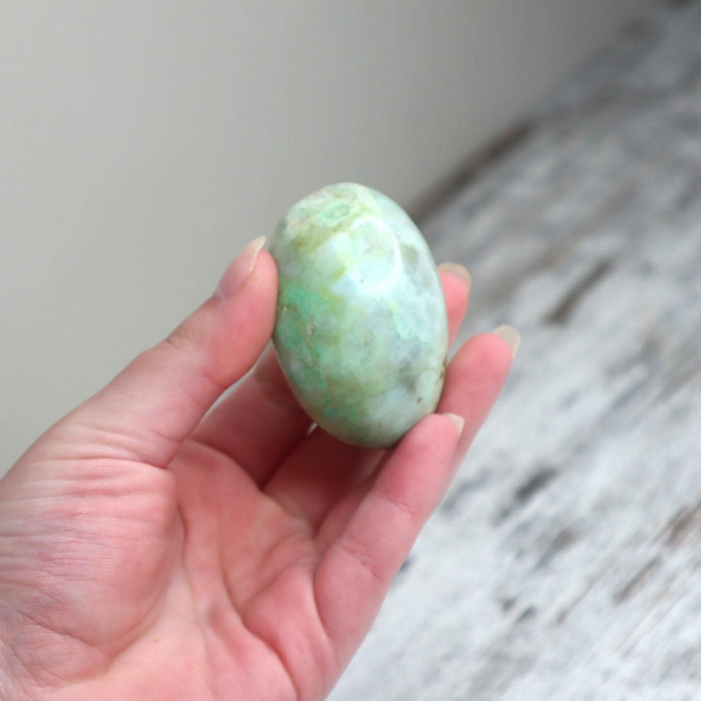 Green Moonstone (Garnierite) Palm Stone | Emotional Balance, Intuition & Gentle Renewal