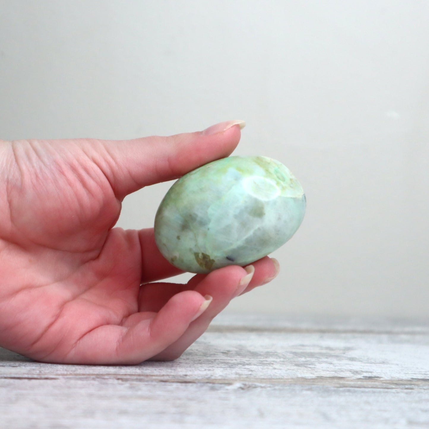 Green Moonstone (Garnierite) Palm Stone | Emotional Balance, Intuition & Gentle Renewal