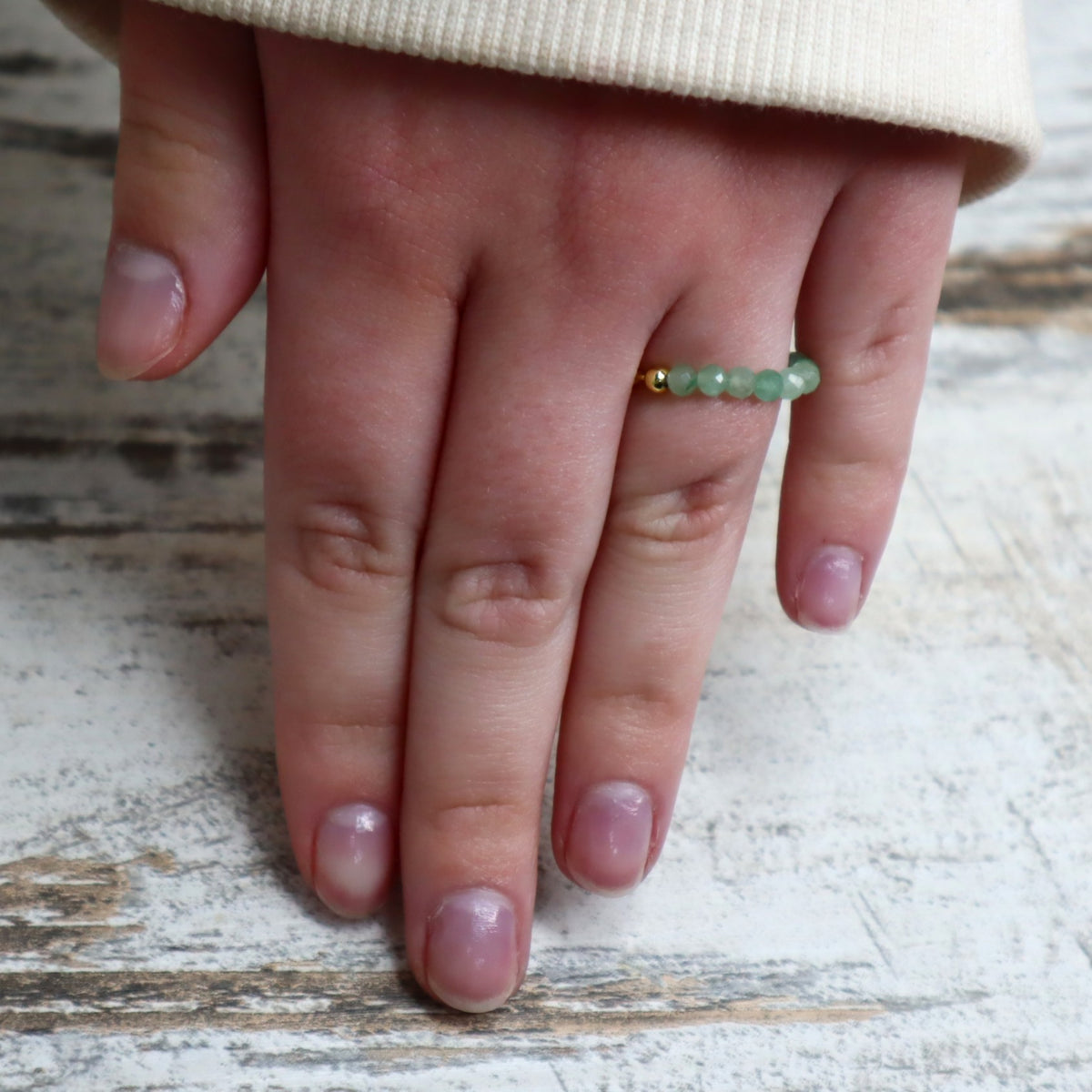 Green Aventurine Beaded Ring | Abundance, Luck &amp; New Beginnings
