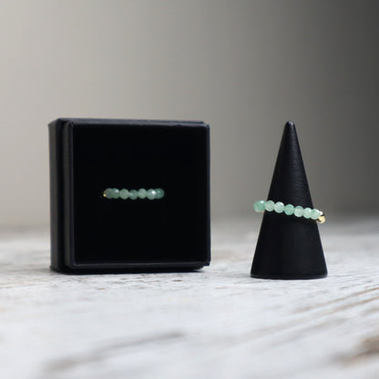 Green Aventurine Beaded Ring | Abundance, Luck &amp; New Beginnings
