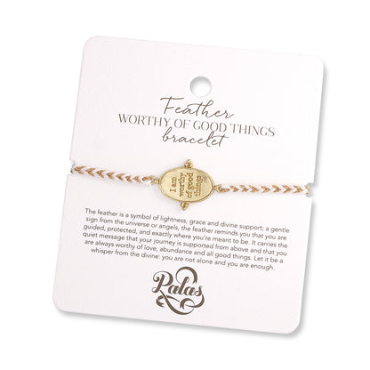 Feather 'Worthy Of Good Things' Bracelet | Self-Love, Worthiness & Joy