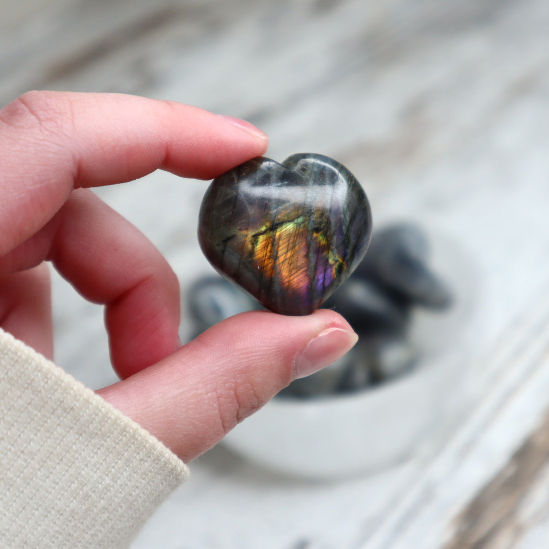 Labradorite Mini Hearts | Transformation, Intuition &amp; Protection