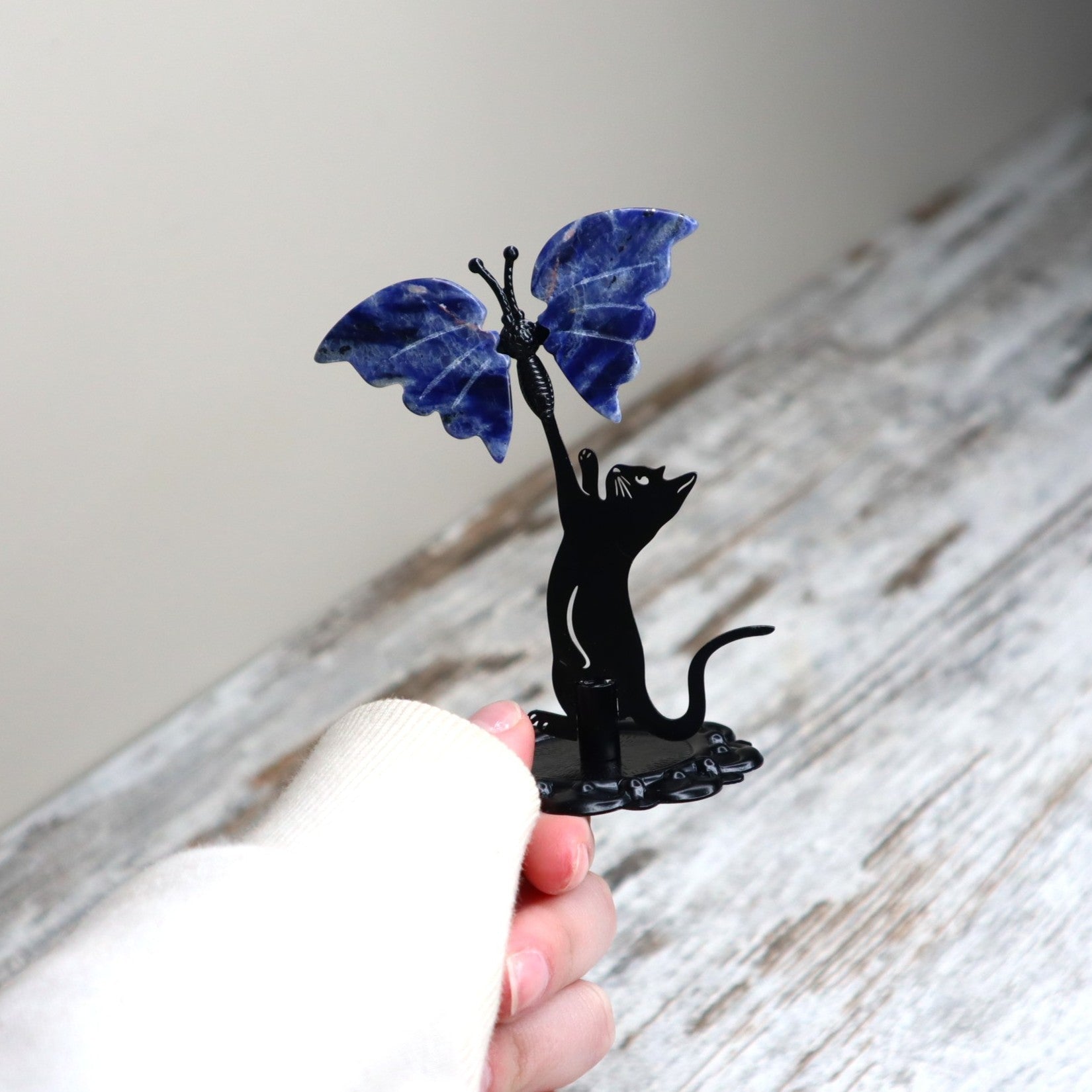Sodalite Cat &amp; Butterfly Display | Wisdom, Intuition &amp; Inner Calm