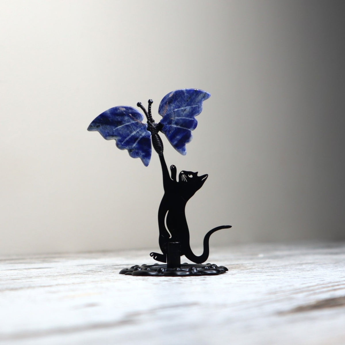 Sodalite Cat &amp; Butterfly Display | Wisdom, Intuition &amp; Inner Calm