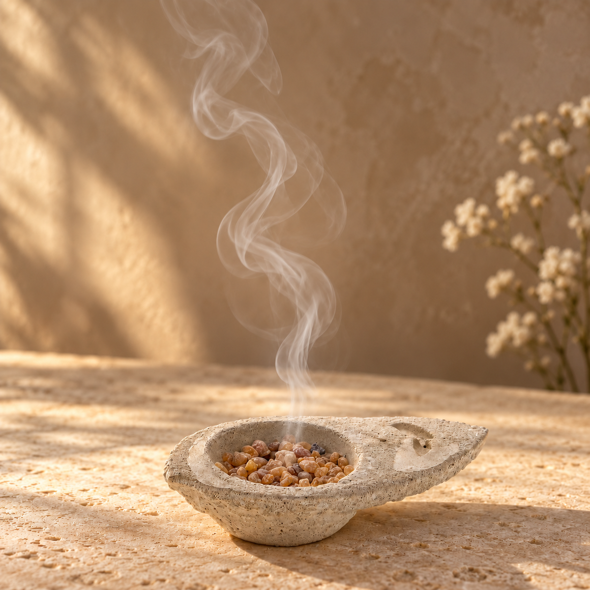 Leaf Cement Incense Burner | Grounding Ritual &amp; Sacred Smoke
