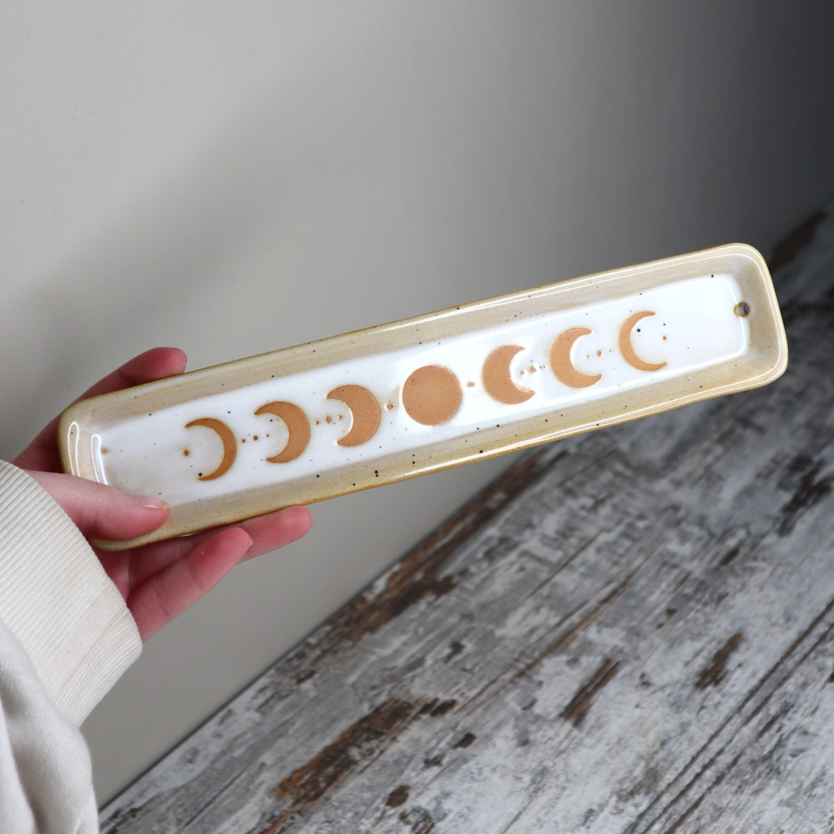 Moon Phase Ceramic Incense Ash Catcher | Lunar Magic, Intuition &amp; Sacred Rituals