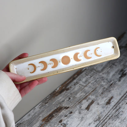 Moon Phase Ceramic Incense Ash Catcher | Lunar Magic, Intuition &amp; Sacred Rituals