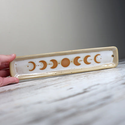 Moon Phase Ceramic Incense Ash Catcher | Lunar Magic, Intuition &amp; Sacred Rituals