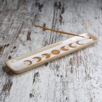 Moon Phase Ceramic Incense Ash Catcher | Lunar Magic, Intuition &amp; Sacred Rituals