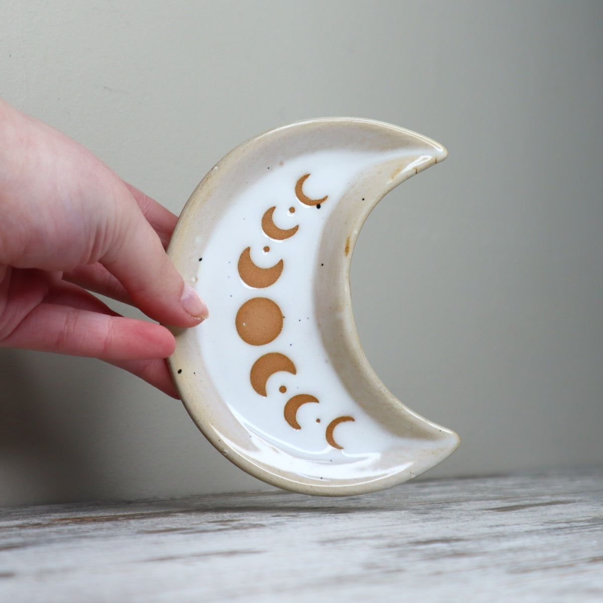 Moon Phase Crescent Ceramic Trinket Tray | Lunar Magic, Intuition &amp; New Beginnings