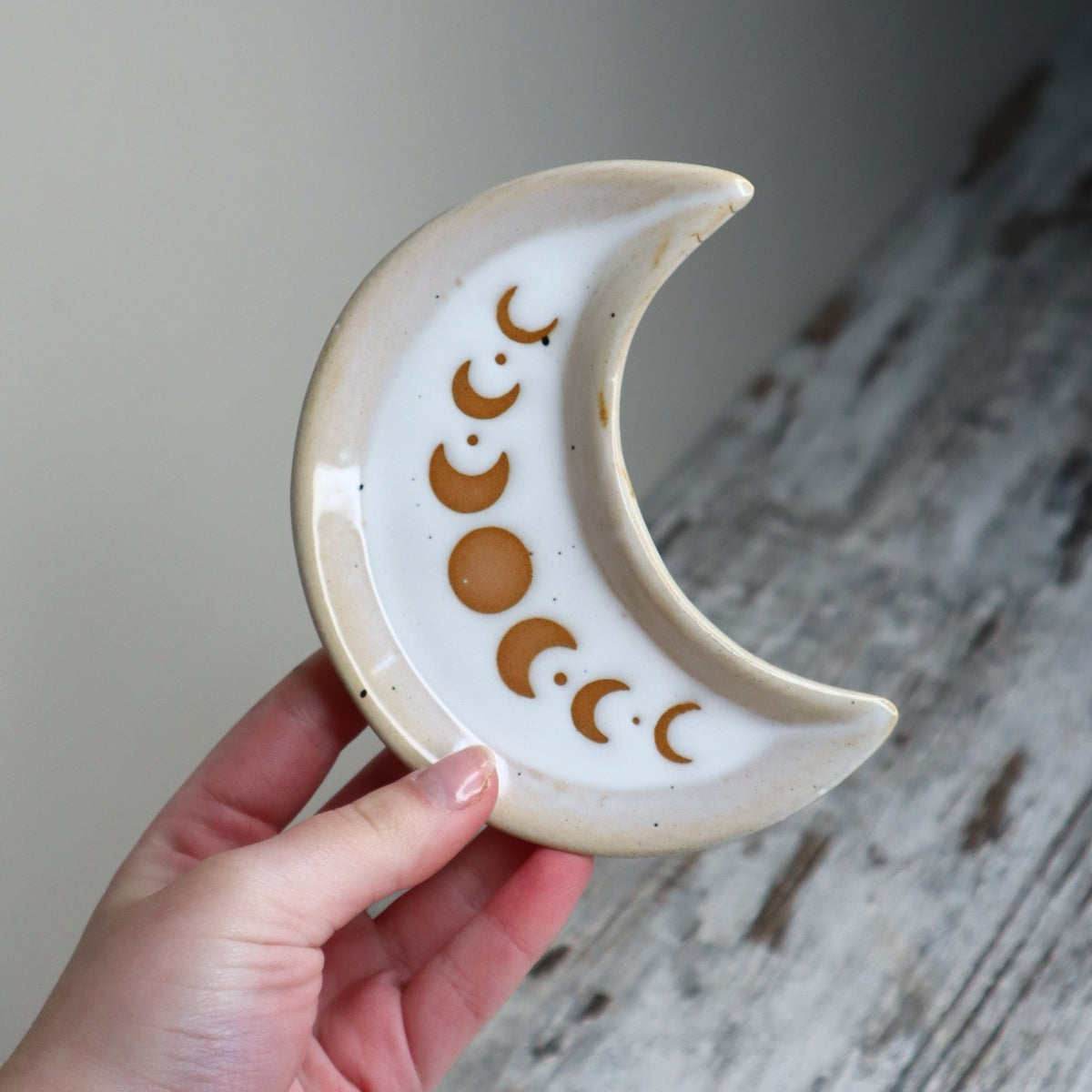 Moon Phase Crescent Ceramic Trinket Tray | Lunar Magic, Intuition &amp; New Beginnings