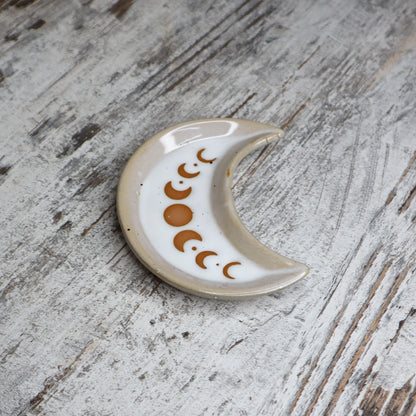 Moon Phase Crescent Ceramic Trinket Tray | Lunar Magic, Intuition &amp; New Beginnings
