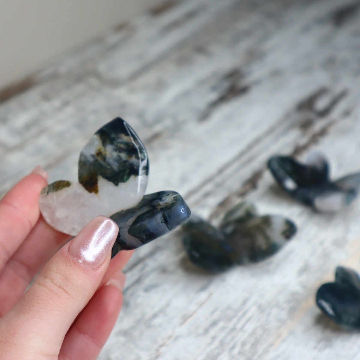 Moss Agate 3D Butterfly | Intuitively Chosen | Growth, New Beginnings &amp; Heart-Centred Grounding