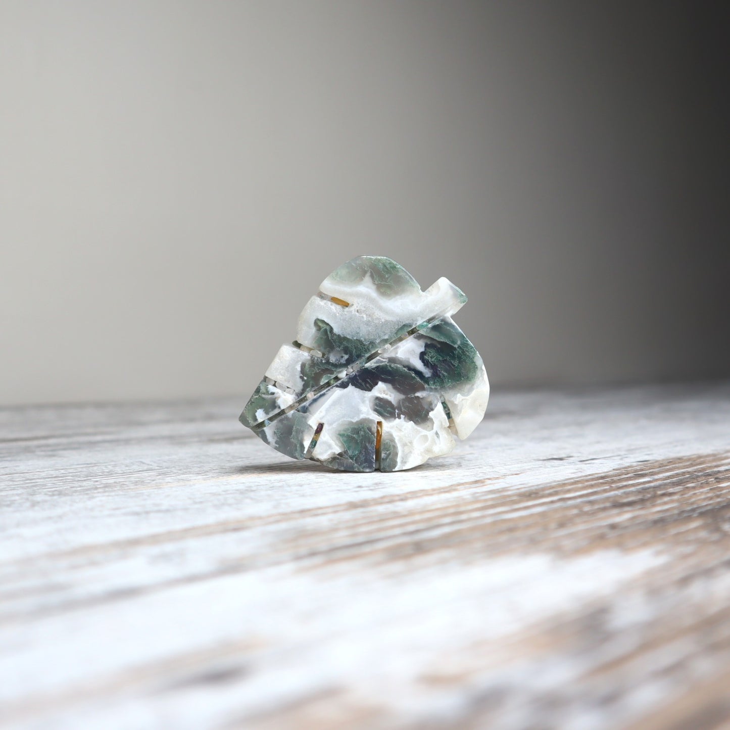 Moss Agate Leaf Carving | Nature’s Harmony, Growth & Grounded Calm