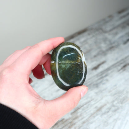 Moss Agate Palm Stone | Growth, Renewal & Grounded Abundance