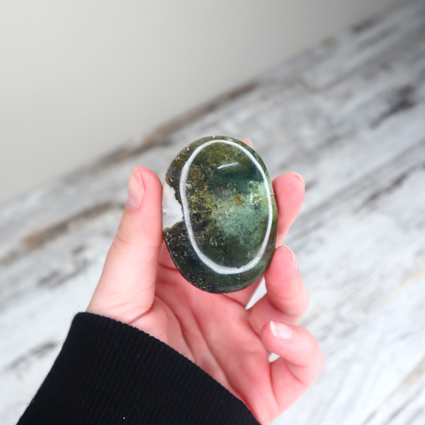 Moss Agate Palm Stone | Growth, Renewal & Grounded Abundance