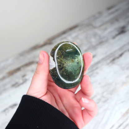 Moss Agate Palm Stone | Growth, Renewal & Grounded Abundance