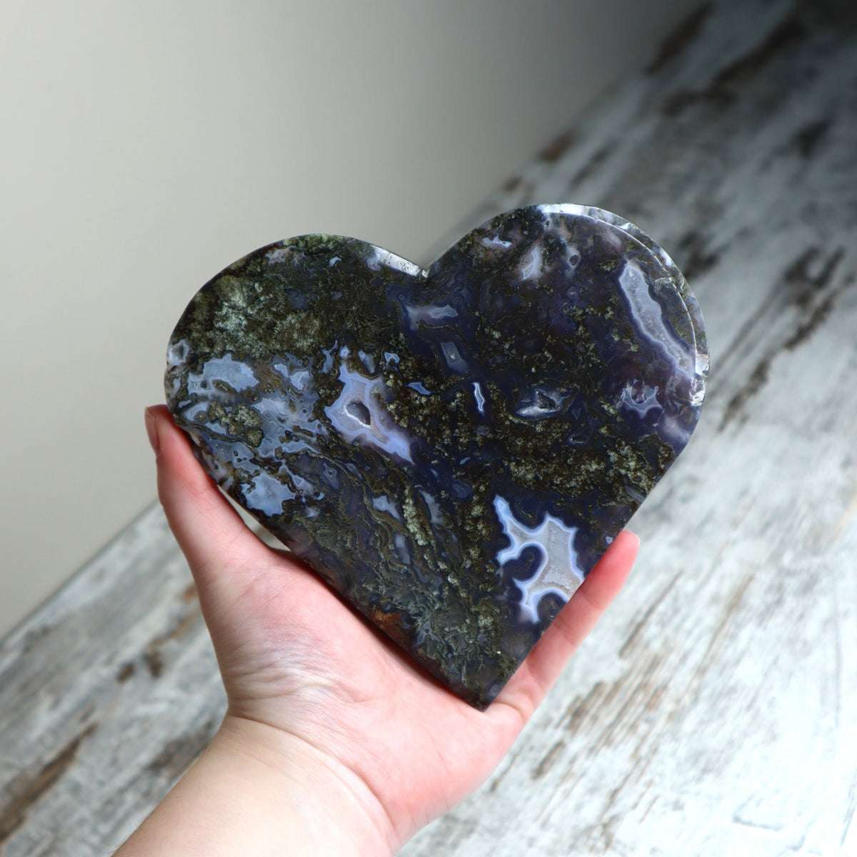 Moss Agate Heart | Inner Harmony, Renewal &amp; Abundance