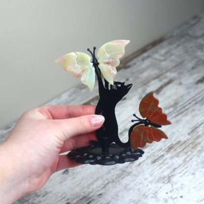 Ocean Jasper Butterfly on Cat Stand | Joy, Transformation & Playful Energy