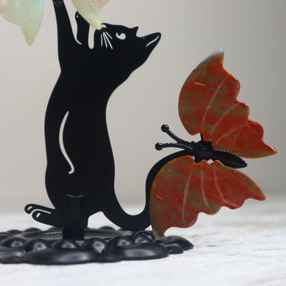 Ocean Jasper Butterfly on Cat Stand | Joy, Transformation & Playful Energy