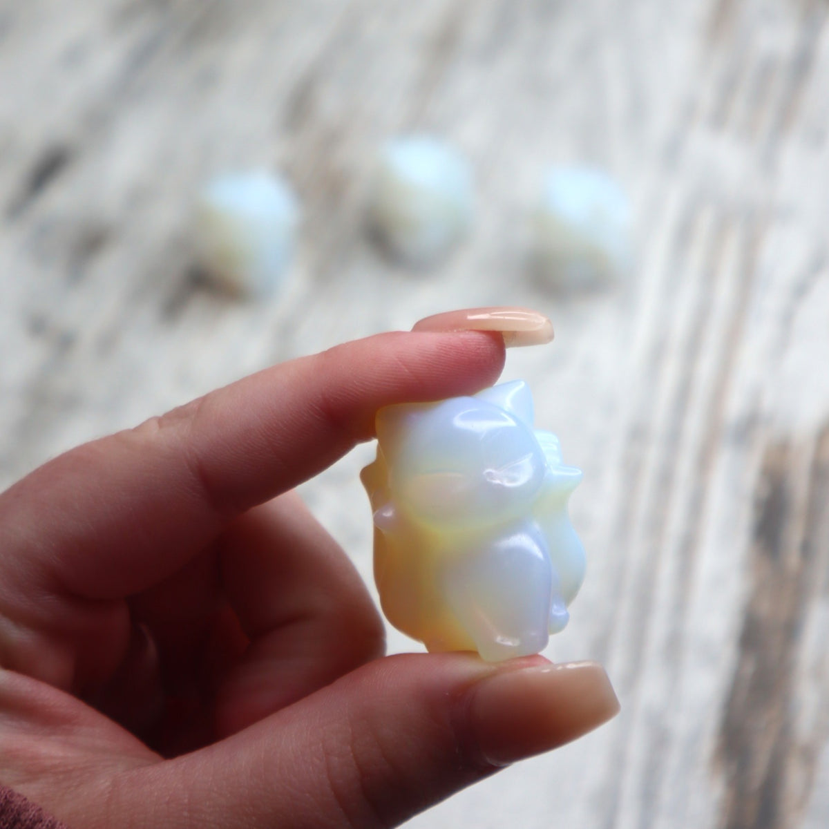 Opalite Nine-Tailed Fox Mini Carving | Intuition, Magic &amp; New Possibilities