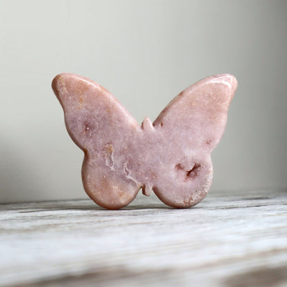 Pink Amethyst Butterfly Carving | Transformation & Inner Peace