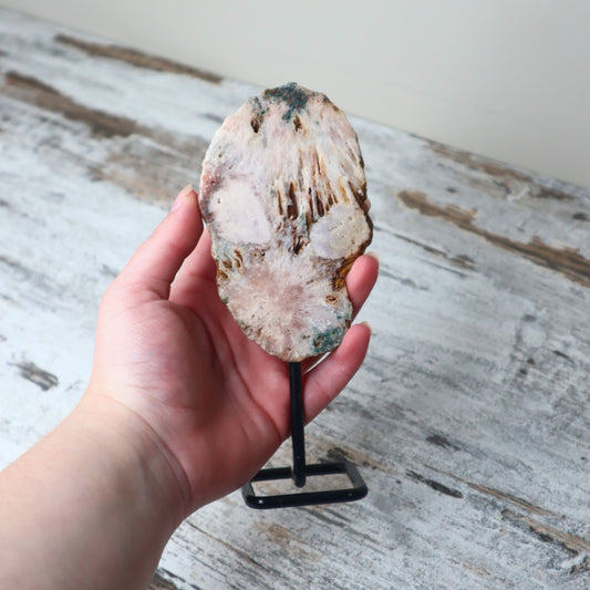 Pink Amethyst Freeform on Stand | Heart Healing & Emotional Renewal