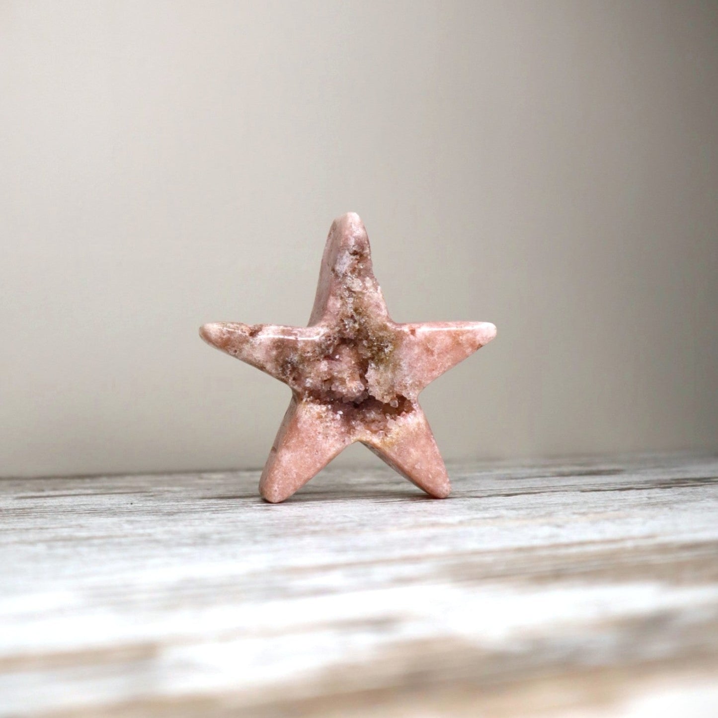Pink Amethyst Druzy Star Carving | Heart Healing, Intuition & Inner Light