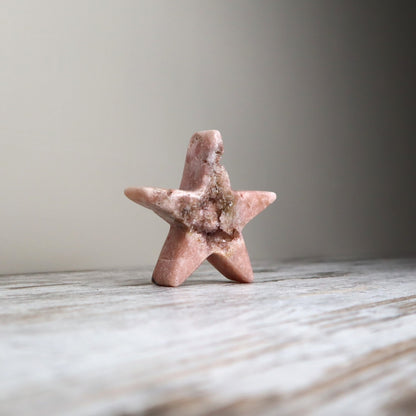 Pink Amethyst Druzy Star Carving | Heart Healing, Intuition & Inner Light