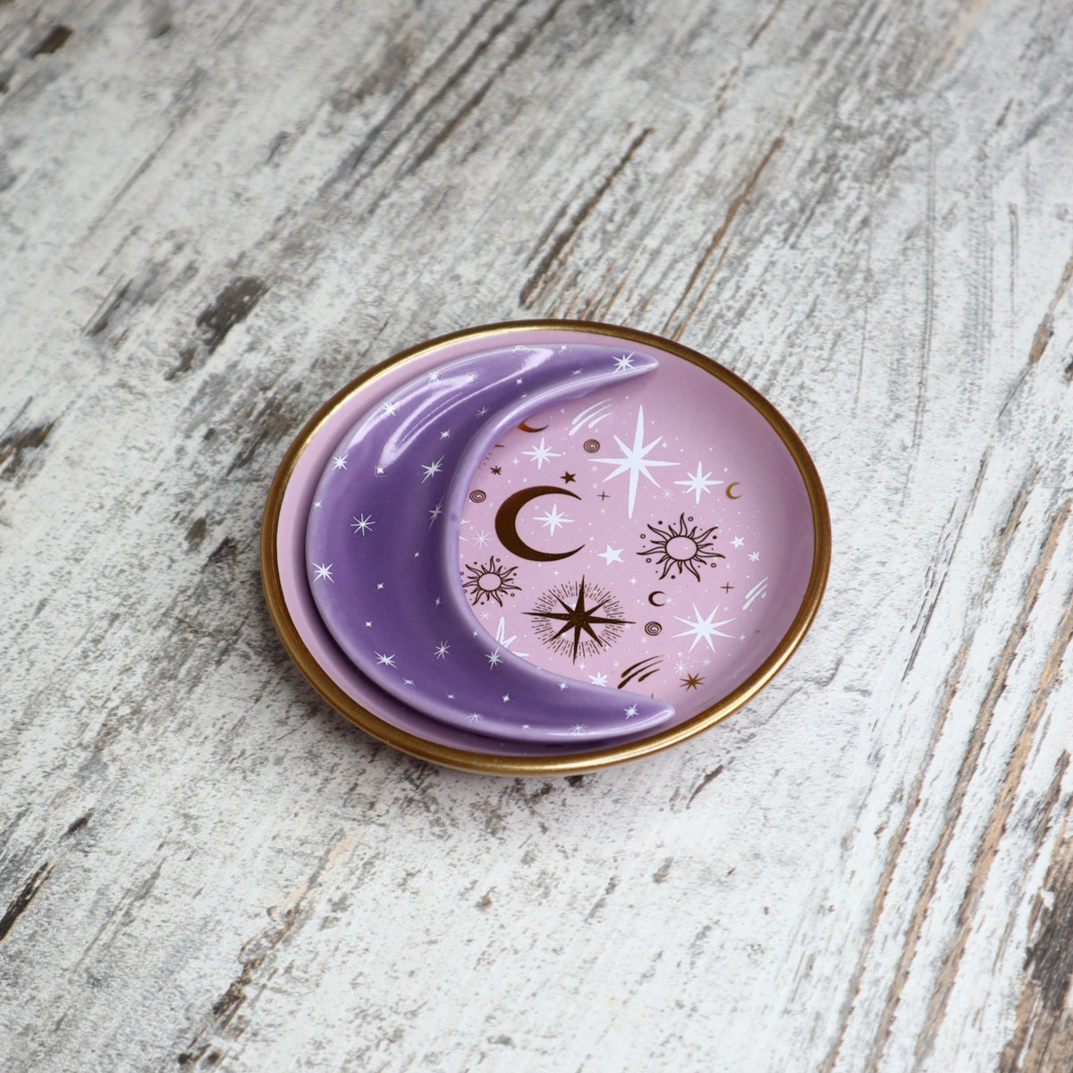Purple Moon Stacking Ceramic Trinket Dish | Celestial Magic, Intuition &amp; Sacred Treasures