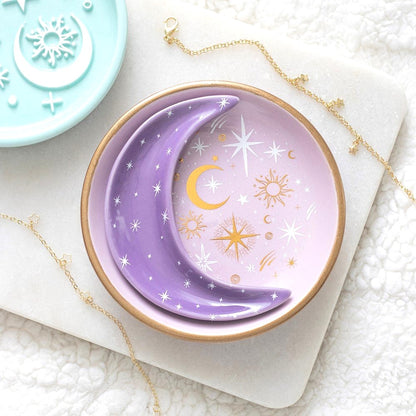 Purple Moon Stacking Ceramic Trinket Dish | Celestial Magic, Intuition &amp; Sacred Treasures