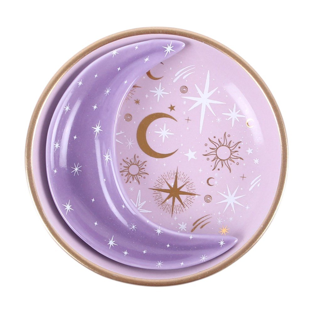 Purple Moon Stacking Ceramic Trinket Dish | Celestial Magic, Intuition &amp; Sacred Treasures