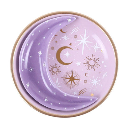 Purple Moon Stacking Ceramic Trinket Dish | Celestial Magic, Intuition &amp; Sacred Treasures