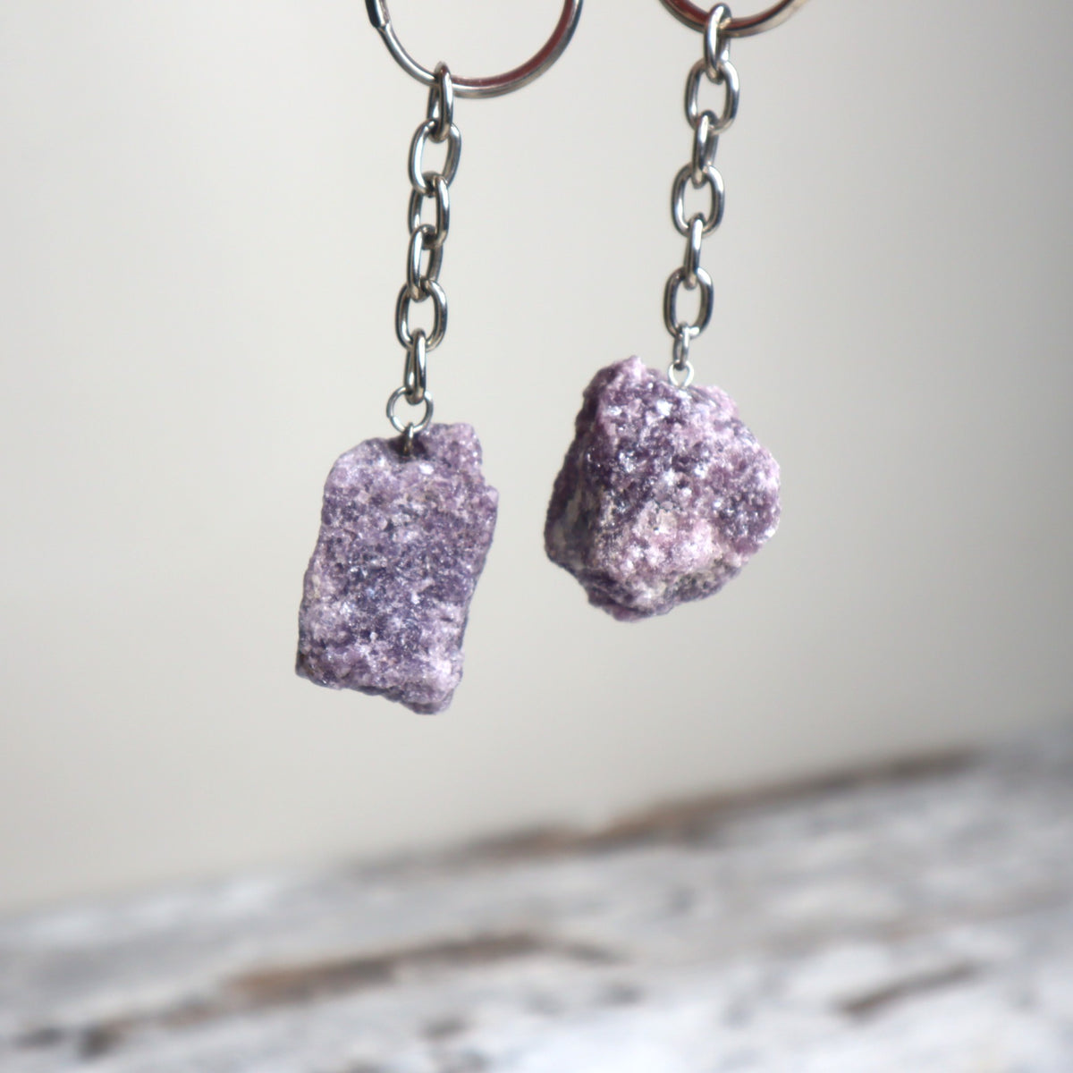 Lepidolite Raw Keychain | Calm, Emotional Balance &amp; Peace